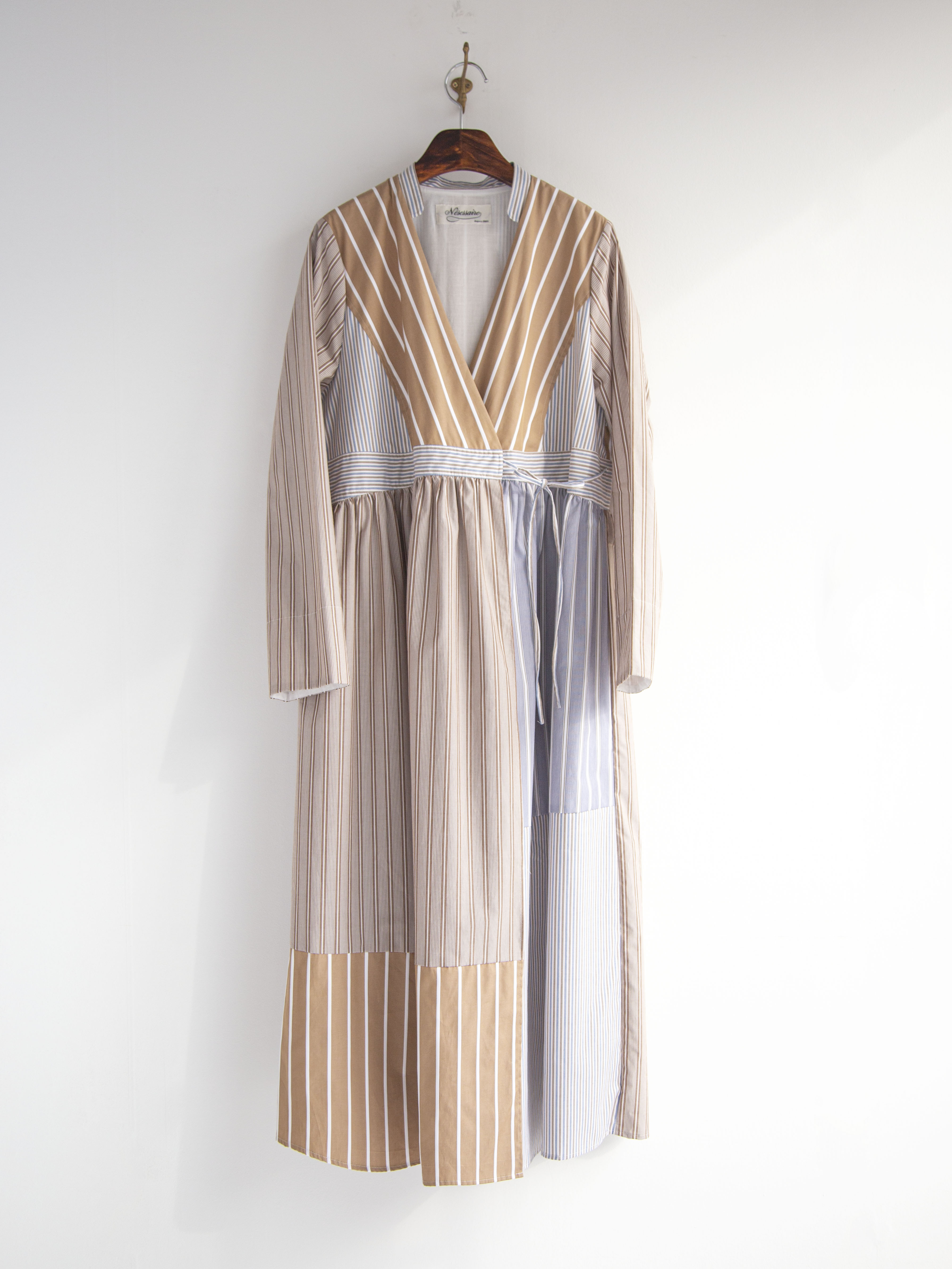 스트라이프 패치워크 카슈쿠르 ( 베이지 ) Stripe patchwork dress ( beige )